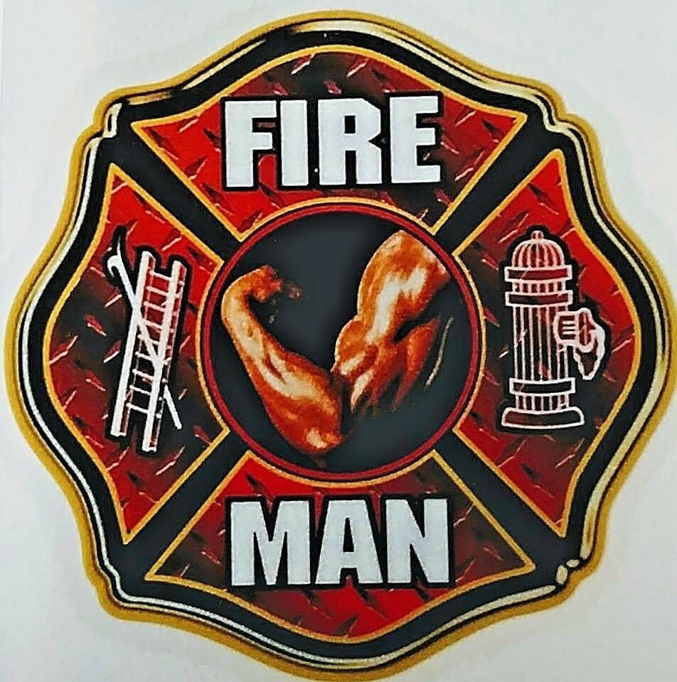 FIRE MAN Full Color HIGHLY REFLECTIVE Firefighter Decal - 2&quot; x 2&quot; - $1.99