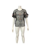 A Beautiful Soul Vintage 90s Floral Embroidery Mesh Top, Large - $36.63