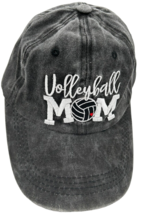 Women&#39;s Volleyball Mom Charcoal Distressed Embroidered Adjustable Hat Cap - £8.80 GBP