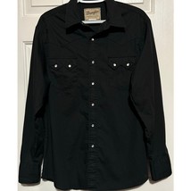 Wrangler Men&#39;s Black Long Sleeve Pearl Snap Button Front Shirt Size L - $24.64 CAD
