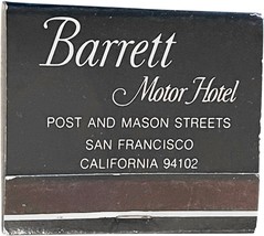 Barrett Motor Hotel, San Francisco, CA, Match Book Matches Matchbox - £7.46 GBP