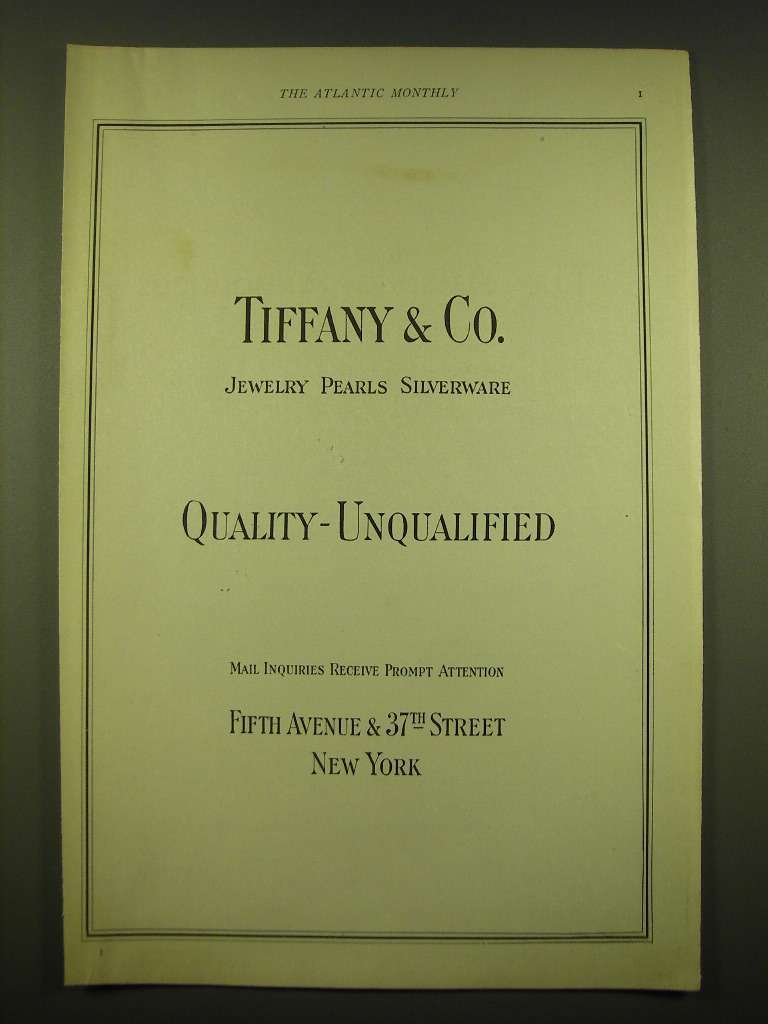 1924 Tiffany & Co. Ad - Jewelry Pearls Silverware Quality - Unqualified - $18.49