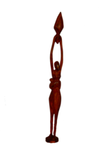 Vtg hand carved stained wood tall traditional African woman statue - $25.00