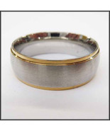 Stainless Steel Stamped High Polished Gold Edged Ring 8mm - £2.31 GBP+