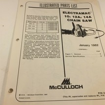 1982 McCulloch Electramac 10 12A 14A Chain Saw Illustrated Parts List 21... - £19.91 GBP