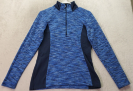 Columbia Activewear Shirt Womens Small Blue Space Dye Polyester Logo Qua... - $18.44