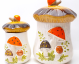 Set B/ Vtg Merry Mushroom Canister Cookie Jar Sears Roebuck 1978 11&quot; &amp; 8” - £52.04 GBP