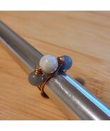 Handmade Moonstone and Blue Aventurine Copper Wire Wrapped Ring Non-Adju... - $27.59 CAD