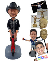 Personalized Bobblehead Crazy dude riding a scooter wearing a cowboy shirt and p - £82.14 GBP