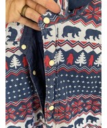 Chubbies Flip It Reverse Shirt Medium Long Sleeve Christmas Trees Bears Red Blue - $31.35