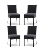 Set of 4 Patio Rattan Wicker Dining Chairs Set with Soft Cushions-Black ... - $349.49
