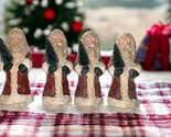 Set of 4-Teena Flanner Folk Art Style Santa Figures Bottle Brush Tree 7.25&quot; - £117.75 GBP