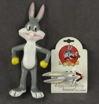 Vintage Warner Brothers BUGS BUNNY Looney Tunes Cartoon Figurine &amp; Brooch Pin - £19.72 GBP