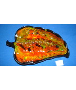 Ashtray Orange &amp; Black Marbled Coloring Leaf Retro Ceramic Vintage USA (... - $69.25