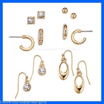 Earring Geometrics 6 Pairs Earring Set ~ Goldtone Pierced Earrings ~ NEW Boxed ~ - $24.70