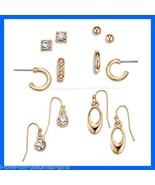 Earring Geometrics 6 Pairs Earring Set ~ Goldtone Pierced Earrings ~ NEW... - $33.88 CAD