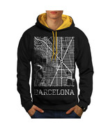 Spain City Barcelona Sweatshirt Hoody Town Map Men Contrast Hoodie - £19.17 GBP