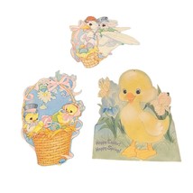 Set of 3 Easter Spring Die Cuts Cardboard Eggs Chicks Bunnies Ducks - £12.59 GBP