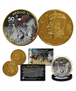 Apollo 11 1st Man on Moon 50th Anniversary JFK100 Birthday 24K Gold Clad... - $12.16