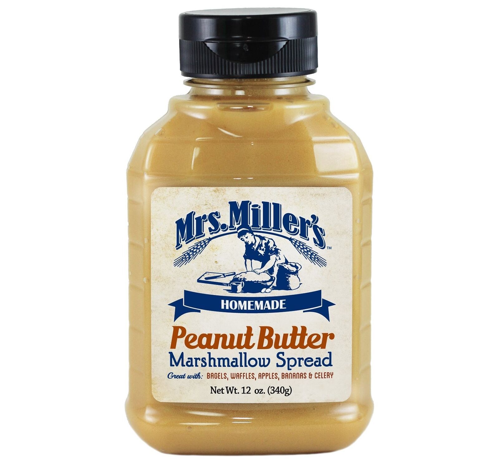Primary image for Mrs. Miller's Homemade Peanut Butter Marshmallow Spread, 2-Pack 12 oz. Bottles