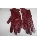 Amicale burgandy pink Leather  Gloves womens size M - £38.65 GBP