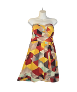American Rag Cie Medium Strapless Dress Abstract Colorful Mini Artsy Art... - $14.95
