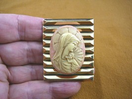 (CM4-21) MADONNA Mary Jesus pink + ivory CAMEO Pin Pendant Jewelry Christian - £27.19 GBP