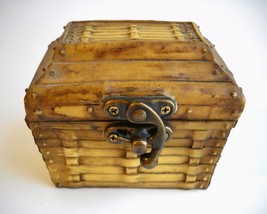 Treasure Chest Trinket Jewelry Box Holder Resin Basket Brown Handmade Dated - £22.23 GBP