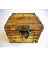 Treasure Chest Trinket Jewelry Box Holder Resin Basket Brown Handmade Dated - £22.01 GBP