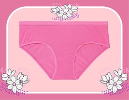L  Spring Pink Stretch Cotton LOGO Waist Victorias Secret Hiphugger Brief Panty - £8.81 GBP