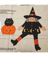 Cranston Halloween Shelf Sitter Witch Cat in Pumpkin Cut and Stuff Fabri... - $12.46