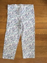 * old navy gray blue floral print capris length leggings bottoms medium 8 girls - £3.99 GBP