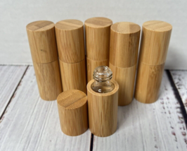 Natural Bamboo Essential Oil Roller Bottles Roll On 5ml - Lot of 5 - £7.34 GBP