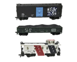 Vintage HO Train Car Lot of 3 - Box Car, 4-Hopper Coal Car &amp; Caboose - S... - $17.95