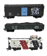Vintage HO Train Car Lot of 3 - Box Car, 4-Hopper Coal Car &amp; Caboose - S... - $17.95