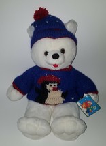 VTG Fordlet 1994 White Teddy Bear Plush 20&quot; Christmas Penguin Sweater Hat w/TAGS - £23.42 GBP