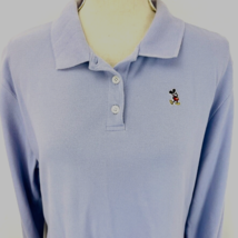 Disney Mickey Mouse Polo XL Purple Shirt Top Long Sleeve 3 Button Lavender - $49.99