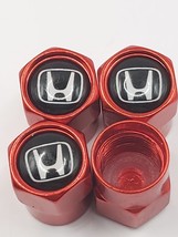 Set of 4 Red Honda Tire Valve Stem Caps For Car, Standard Fitting #72 - £5.19 GBP