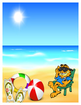 Garfield Summer-Digital Immediate Download-Background-Gift Cards-Gift Ta... - $0.99