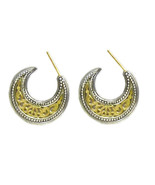 Gerochristo 1253 -Solid Gold &amp; Silver Medieval-Byzantine Crescent Earrin... - £500.33 GBP