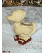 Vintage Pottery Yellow Duck Wearing a Head Scarf and Shoes Planter (#M473) - £22.38 GBP