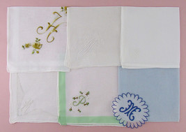 Vintage M, H, or P Monogram Handkerchiefs Choice Hanky (Inv. #Monogram17) - £14.12 GBP