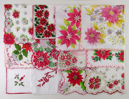 Lot of One Dozen Assorted Vintage Christmas Hankies Handkerchiefs (Lot #L9) - £95.09 GBP
