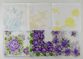 Lot of 6 Larger Size Vintage Floral Hankies Handkerchiefs  (Lot #A9) - £55.62 GBP