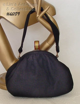 Vintage Black Cloth Handbag with Bakelite Closure (Inventory #HB189) - £37.54 GBP