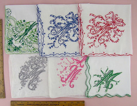 Vintage Madeira Pink or Gray Monogram M Handkerchief (#Monogram33)  - $38.00