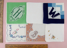 Choice of Vintage Monogram Handkerchiefs Monograms H, M, W, J, B, V (Monogram#28 - £14.26 GBP