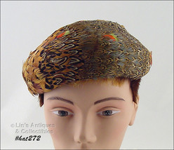Vintage Hat Covered with Beautiful Feathers Made in France (Inventory #H... - £39.96 GBP