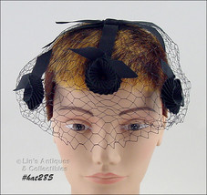 Vintage Black Netting Veil Hat Head Covering in New/Mint Condition (#HAT... - $28.00