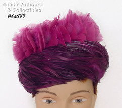 Vintage Purple Feathers Hat By Sears Millinery with a Hat Box (Inventory #HAT189 - £53.73 GBP